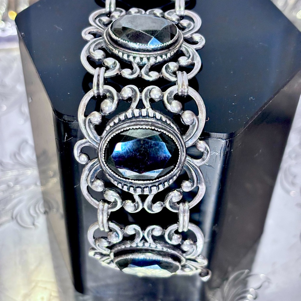 Elegant vintage Sterling Silver and stone signed Danecraft bracelet.  45 grams